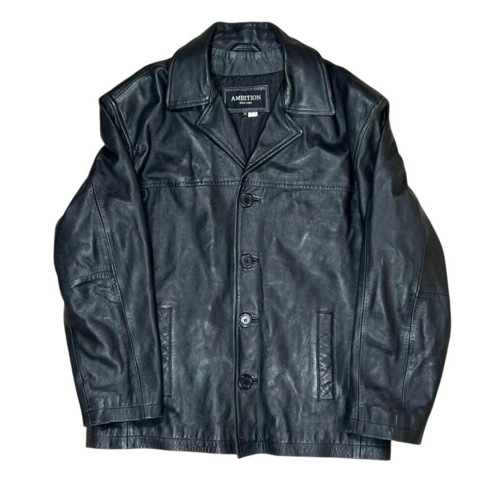 Ambition Collections Black Genuine Leather Jacket Womens Size S Coat